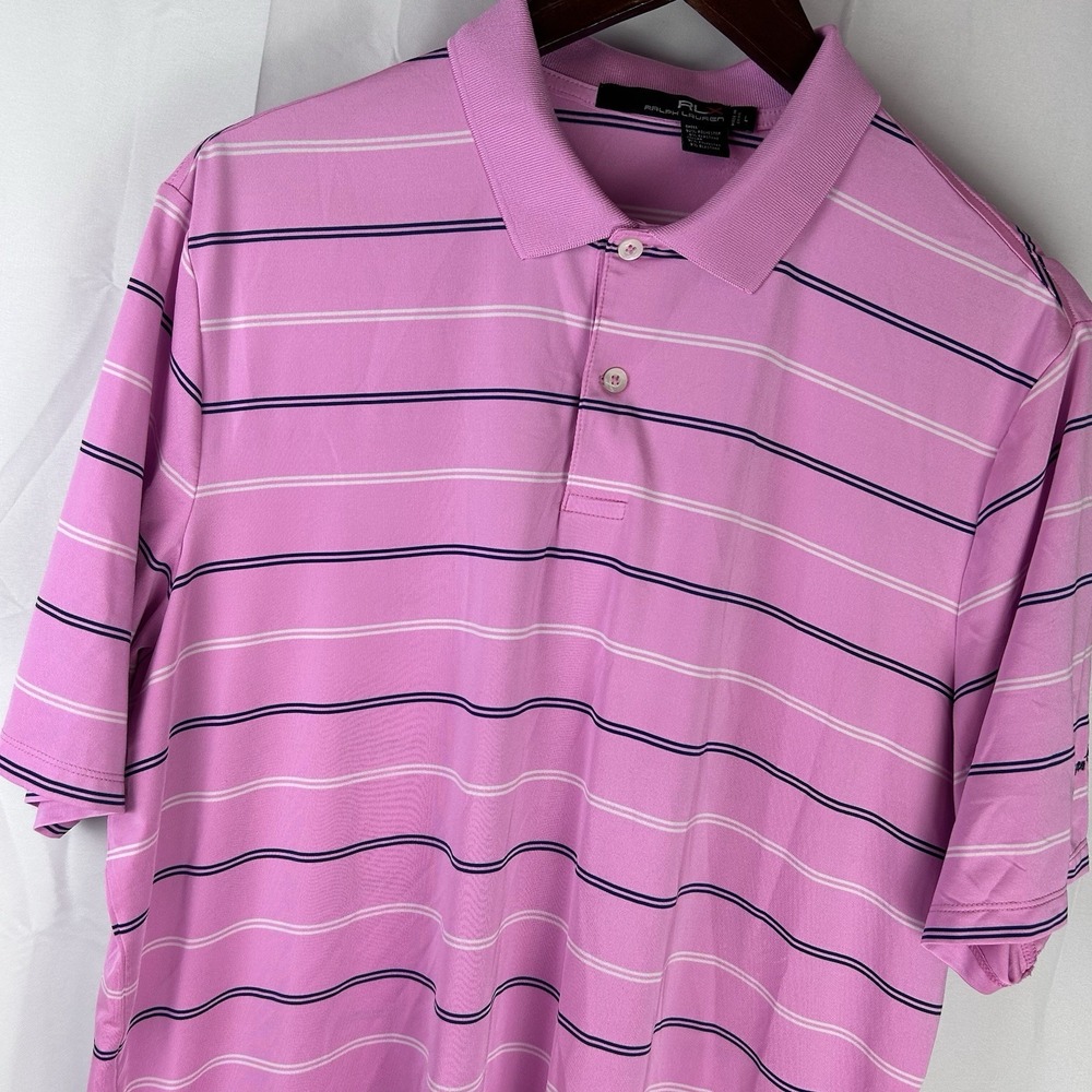 RLX Ralph Lauren Polo Shirt Sz L Striped Golf Performance Wicking Southern Hills